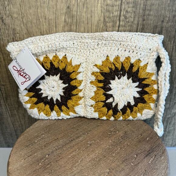 SUNFLOWER Crochet Wristlet Clutch Purse Travel Bag FAST SHIP NeW - Picture 4 of 5